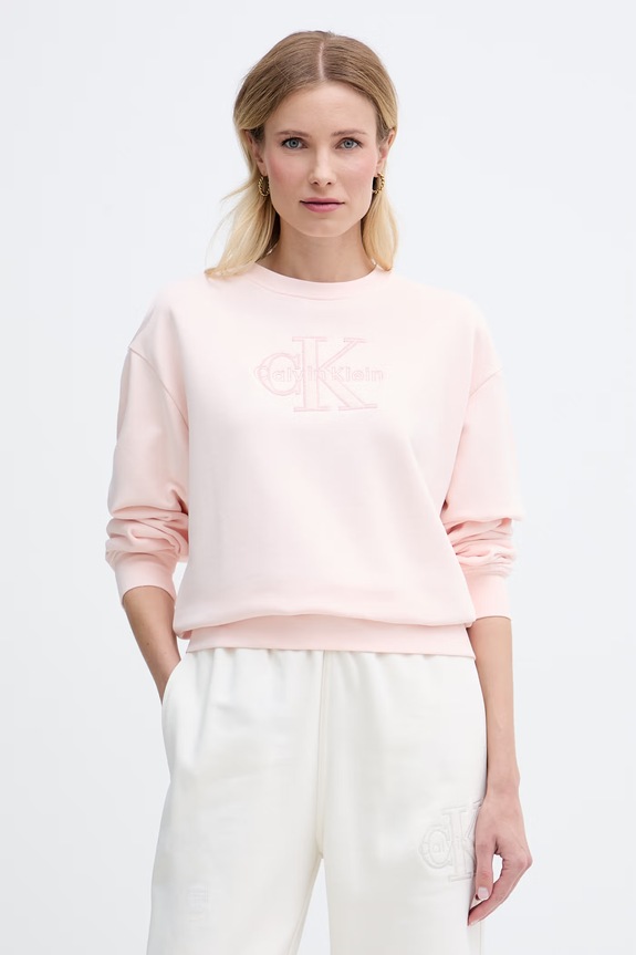 Calvin Klein Jeans bluza damska bawełniana różowy LV047G820G
