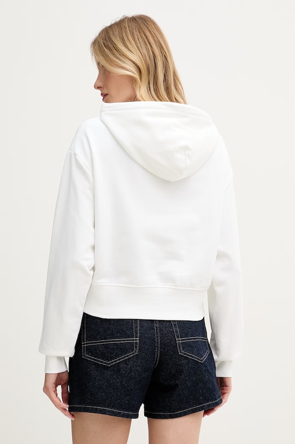 Oblečení Calvin Klein Jeans mikina s kapucí dámská bavlněná LV047G204G bílá