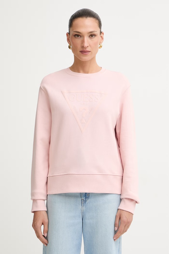 Guess μπλούζα γυναικεία με βαμβάκι ροζ W6YQ04.K3858