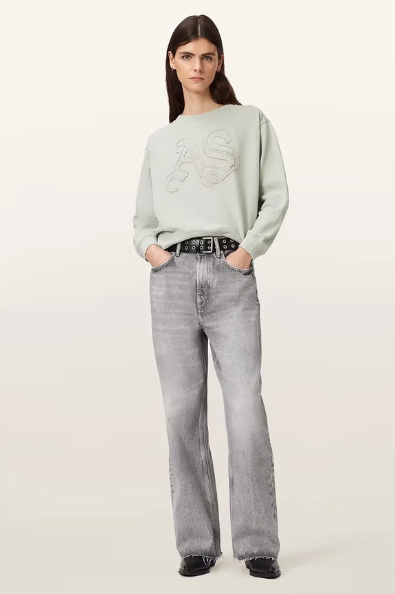 Oblačila AllSaints pulover ženski bombažen INSIGNIA W198JE zelena