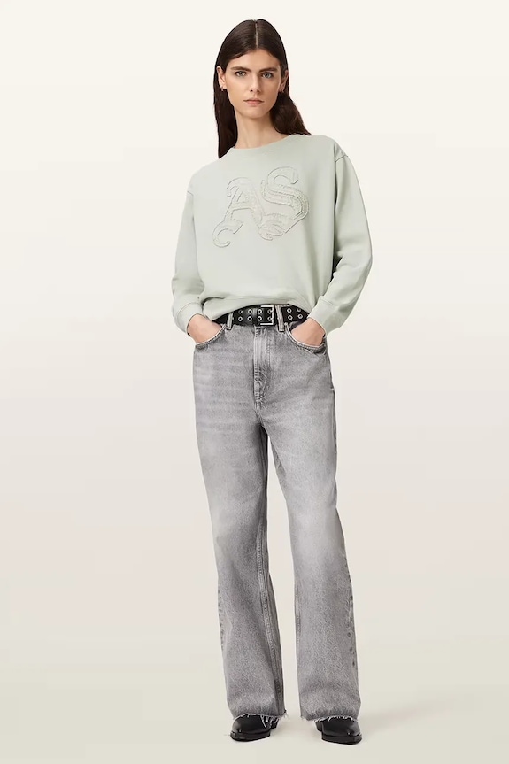 Oblačila AllSaints pulover ženski bombažen INSIGNIA W198JE zelena