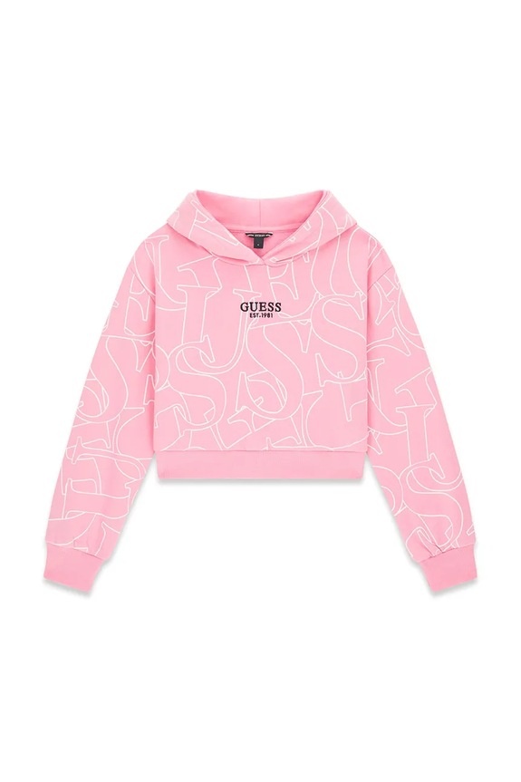 Guess кофта с капюшоном для детей из хлопка розовый J6YQ10.K3908.9BY2