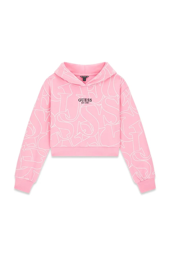 Guess кофта с капюшоном для детей из хлопка розовый J6YQ10.K3908.9BY2