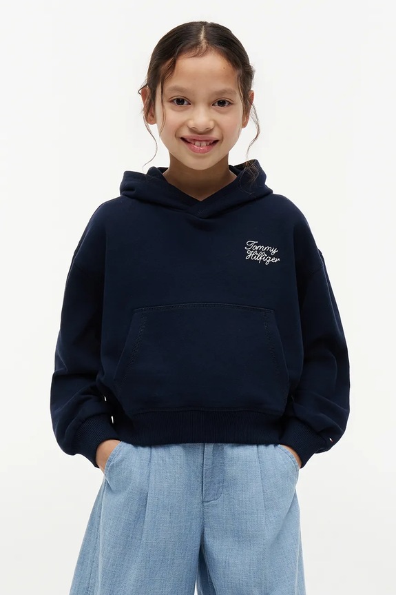 Tommy Hilfiger hanorac cu glugă pentru copii cu bumbac bleumarin KG0KG09441.9BY2