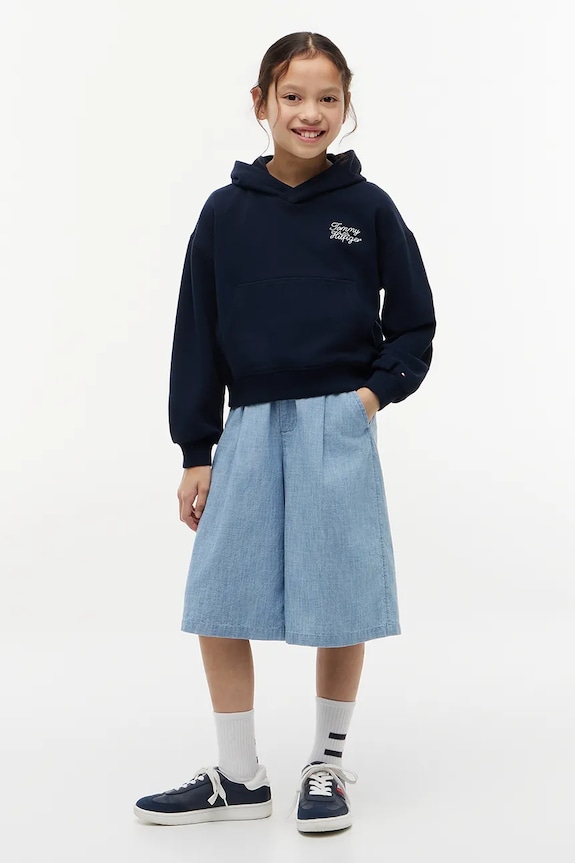 Tommy Hilfiger hanorac cu glugă pentru copii cu bumbac bleumarin KG0KG09441.9BY2