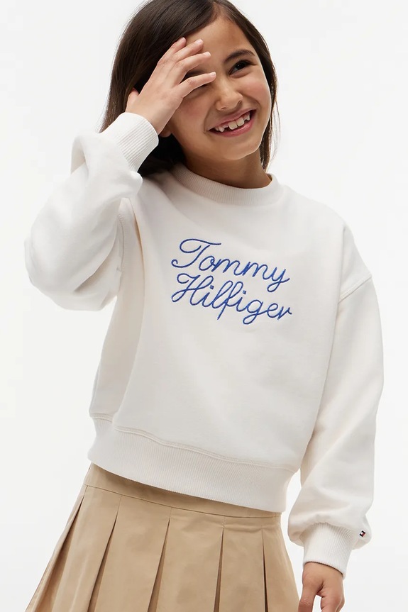 Tommy Hilfiger hanorac pentru copii cu bumbac KG0KG09439.9BY2 alb