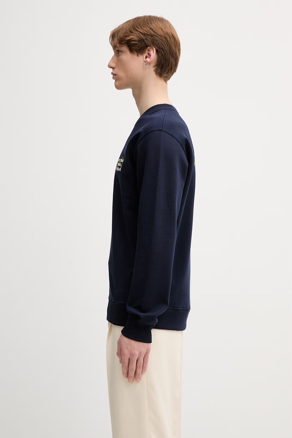 Drôle de Monsieur Vine Embroidered Slogan bluza bawełniana męska L.SW209.CO127 granatowy AW26