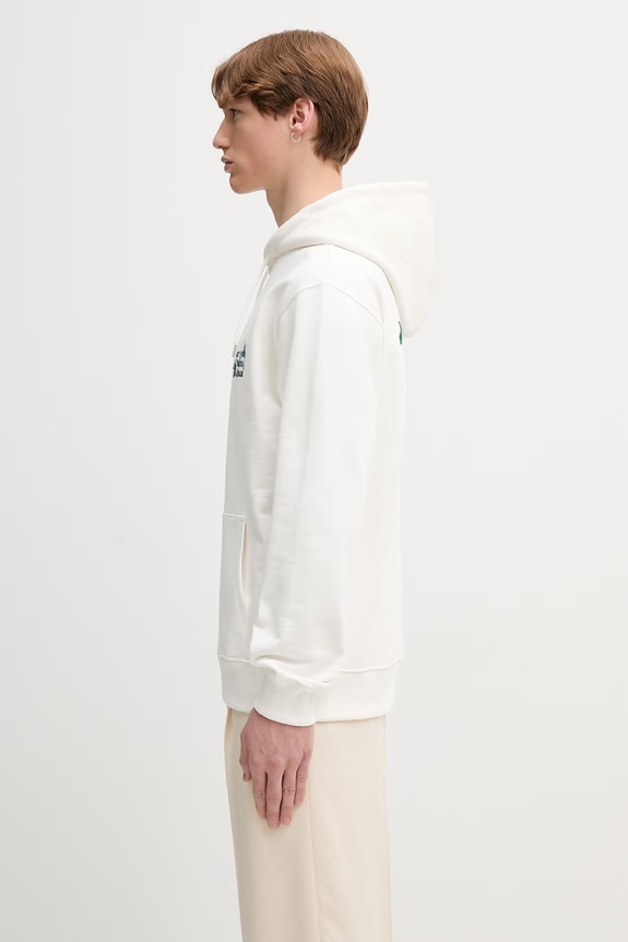 Drôle de Monsieur Vine Embroidered Slogan bluza z kapturem bawełniana męska L.HO208.CO127 beżowy AW26