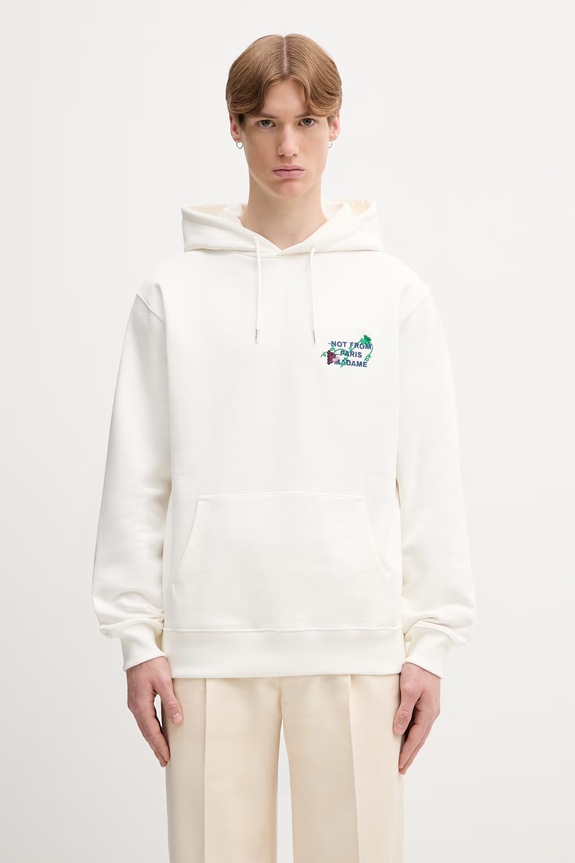 Odzież Drôle de Monsieur Vine Embroidered Slogan bluza z kapturem bawełniana męska L.HO208.CO127 beżowy