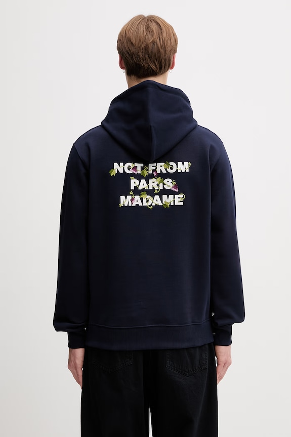 Drôle de Monsieur Vine Embroidered Slogan hoodie cotton Men's navy L.HO208.CO127