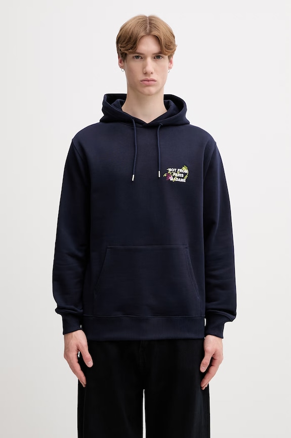 Clothing Drôle de Monsieur Vine Embroidered Slogan hoodie cotton Men's L.HO208.CO127 navy