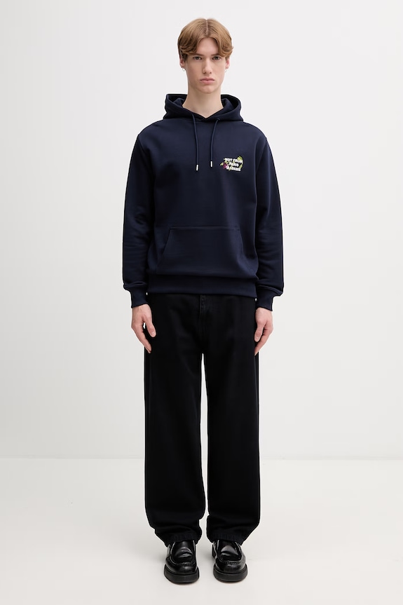 Drôle de Monsieur Vine Embroidered Slogan hoodie cotton Men's L.HO208.CO127 navy