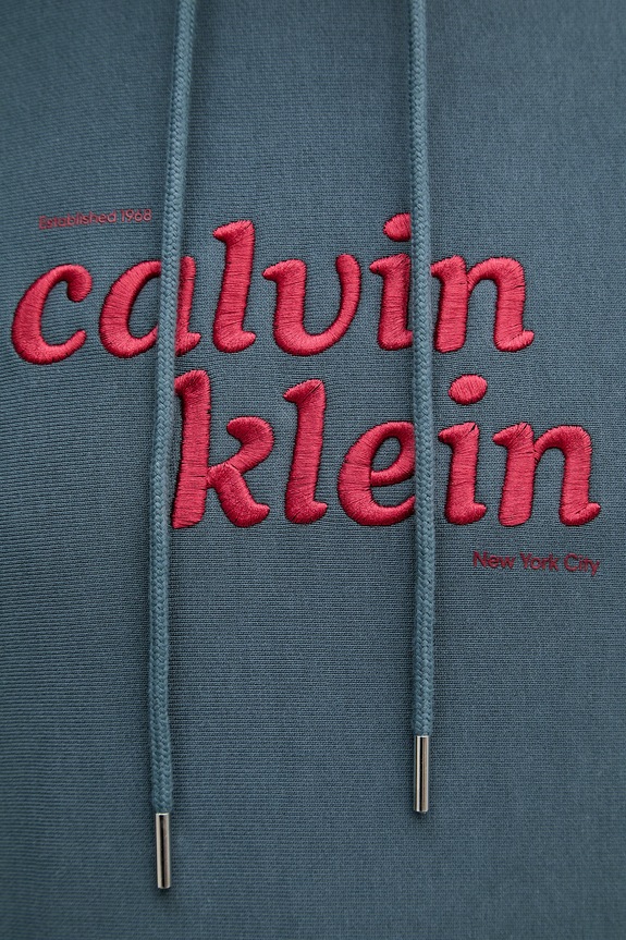 Calvin Klein Jeans mikina s kapucňou pánska s bavlnou LV04RG260G tyrkysová