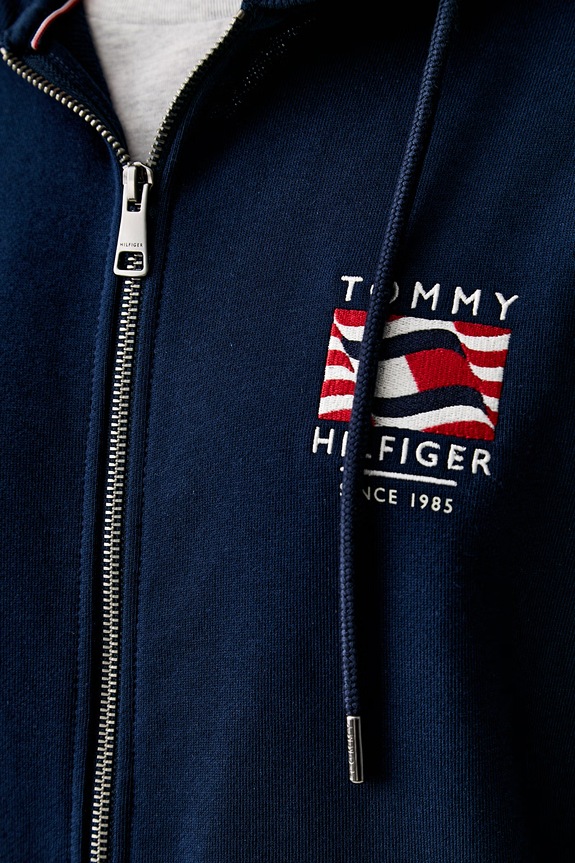 Tommy Hilfiger bluza z kapturem męska bawełniana MW0MW43382 granatowy