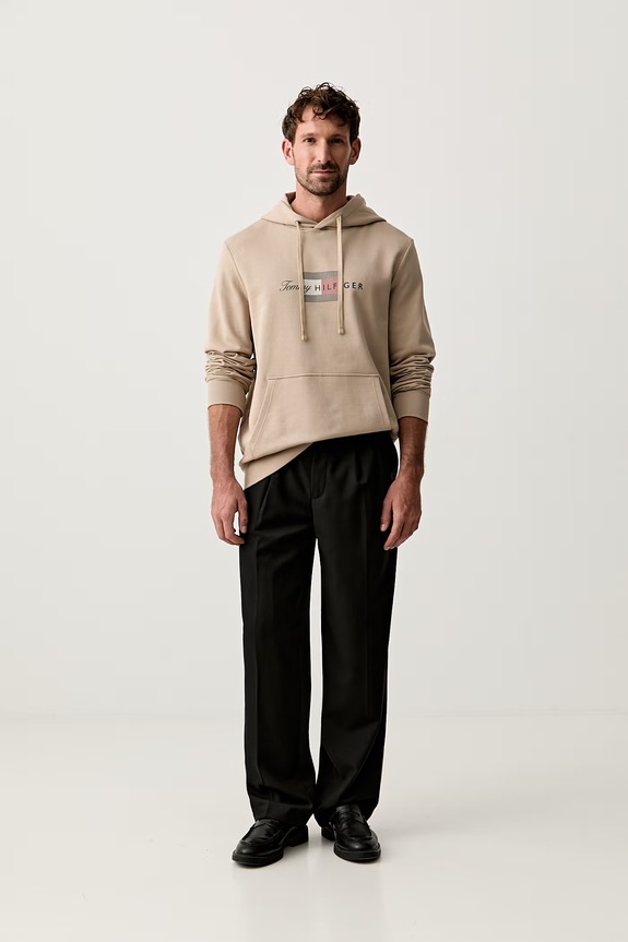 Tommy Hilfiger bluza z kapturem męska bawełniana MW0MW43220 beżowy AW26