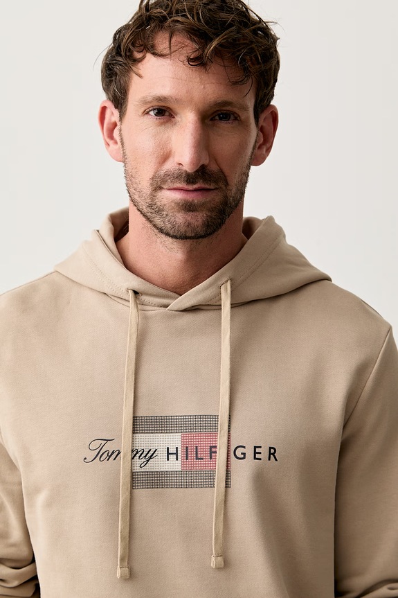 Tommy Hilfiger felpa con cappuccio da uomo in cotone beige MW0MW43220
