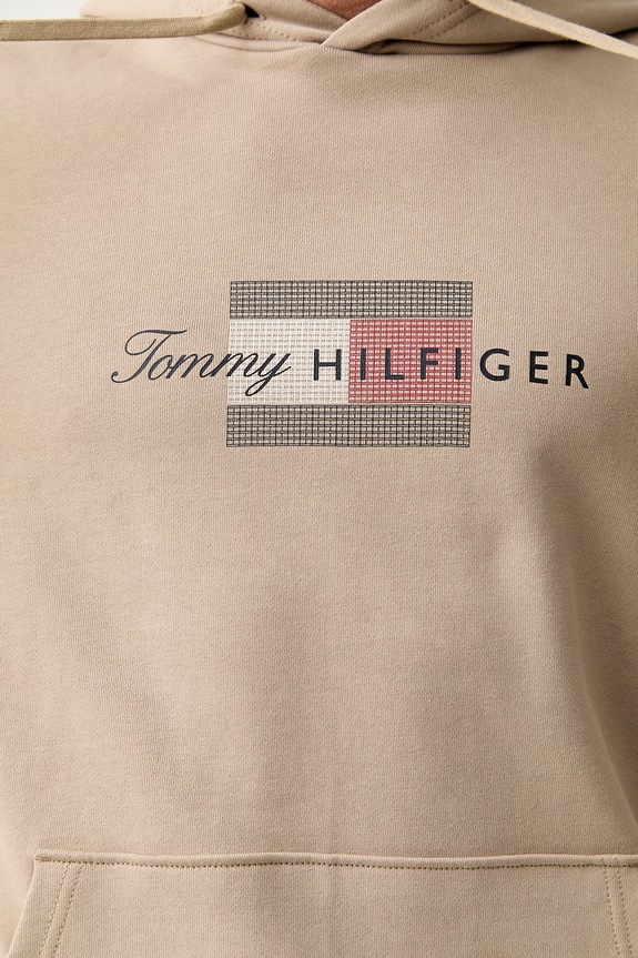 Tommy Hilfiger bluza z kapturem męska bawełniana MW0MW43220 beżowy