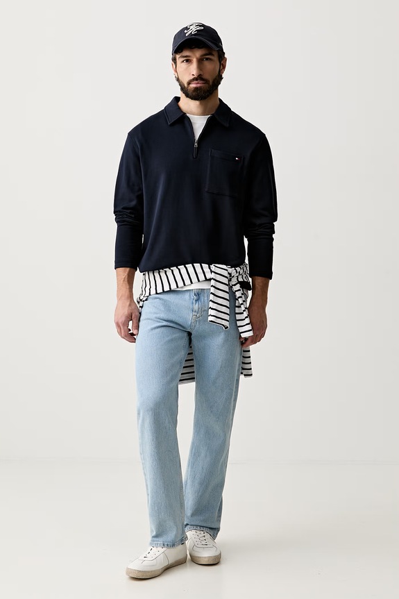 Tommy Hilfiger dukserica za muškarce od pamuka MW0MW43213 mornarsko plava AW26