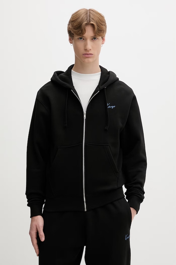Kenzo mikina s kapucňou pánska bavlnená čierna FG65HO2644MJ