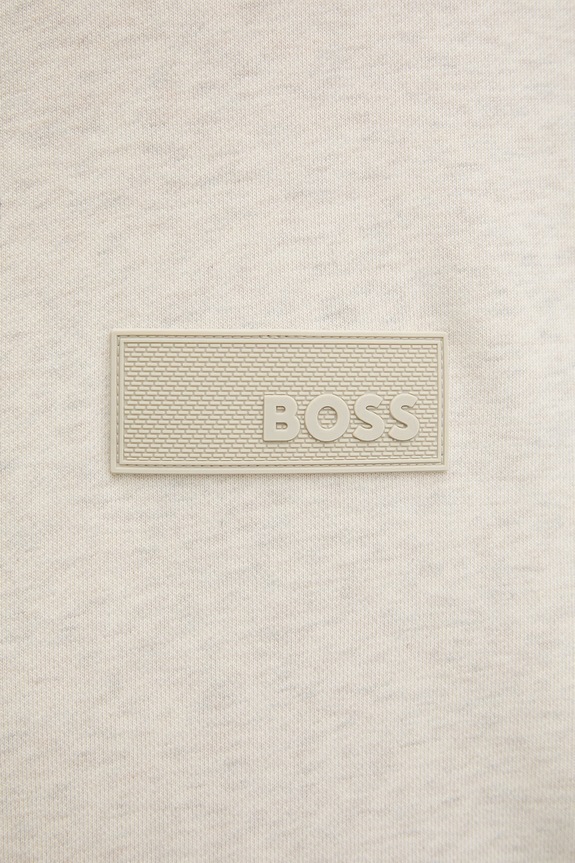 BOSS Green кофта с капюшоном мужская с хлопком SW_Hoodie 50564113 бежевый