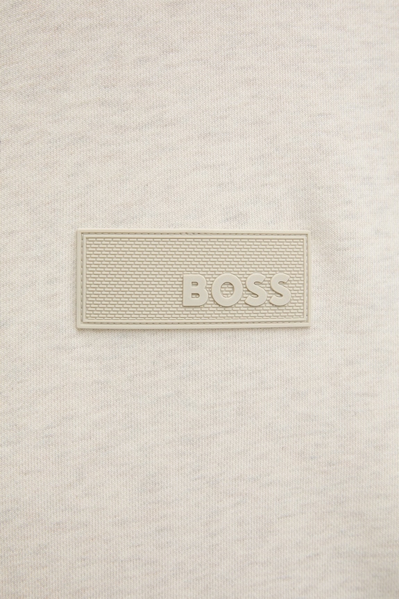 BOSS Green кофта с капюшоном мужская с хлопком SW_Hoodie 50564113 бежевый
