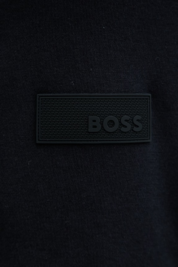BOSS Green μπλούζα με κουμπιά ανδρική με βαμβάκι SW_Collar Full Zip 50564104 σκούρο μπλε
