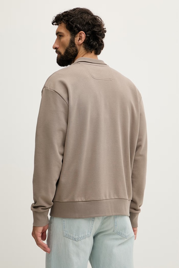 Одежда BOSS Green кофта на замке мужская хлопковая SW_Collar Full Zip 50564104 бежевый