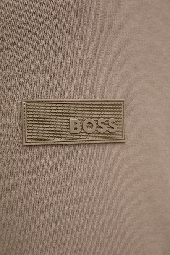 BOSS Green кофта на замке мужская хлопковая SW_Collar Full Zip 50564104 бежевый