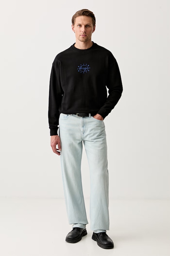 HUGO Blue кофта оверсайз для мужчин из хлопка Nugodana 50566020 чёрный AW26