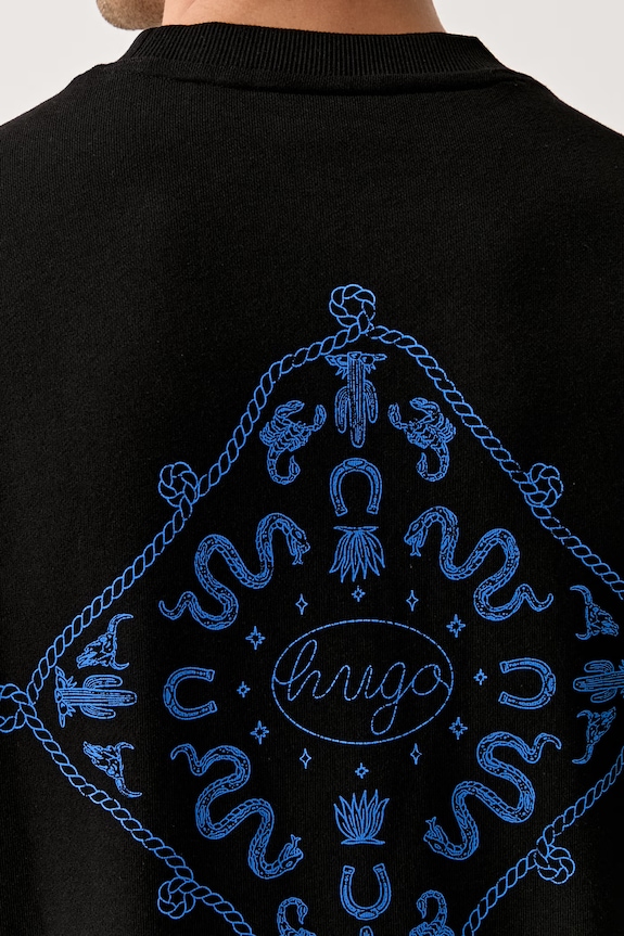 HUGO Blue кофта оверсайз для мужчин из хлопка Nugodana 50566020 чёрный