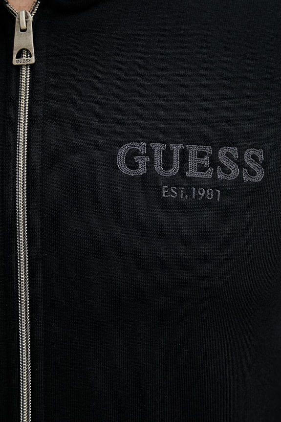 Guess dukserica na zakopčavanje sa kapuljačom za muškarce s pamukom M6YQ48.K4244 crna