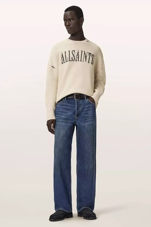 Oblačila AllSaints oversize pulover moški bombažen CROSSED M048KE bež