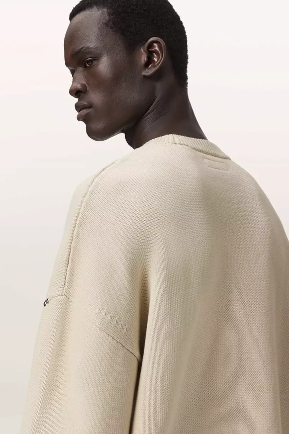 AllSaints oversize pulover moški bombažen CROSSED bež M048KE
