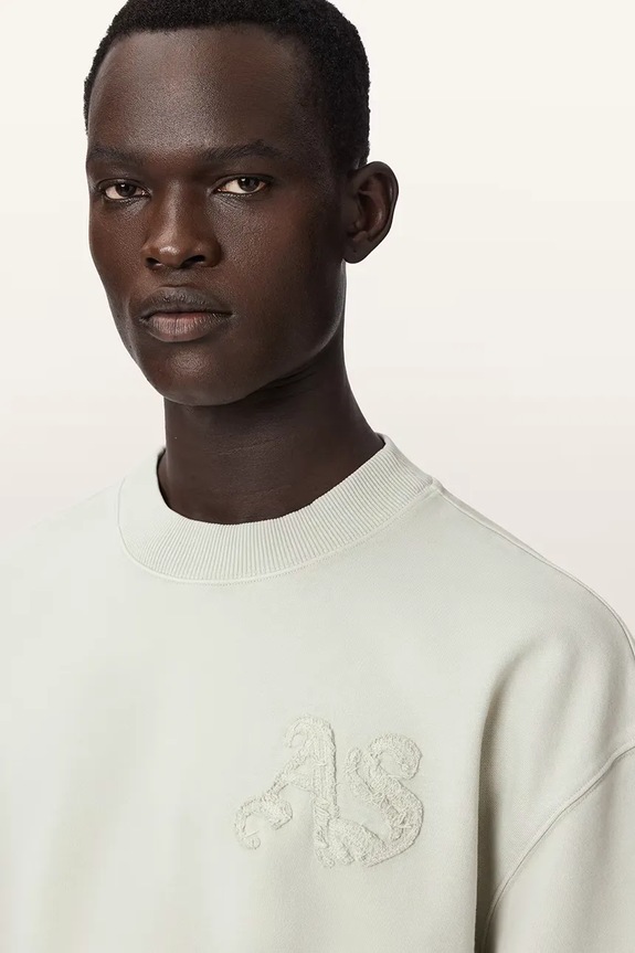 AllSaints bluza oversize męska bawełniana INSIGNIA zielony M029NE