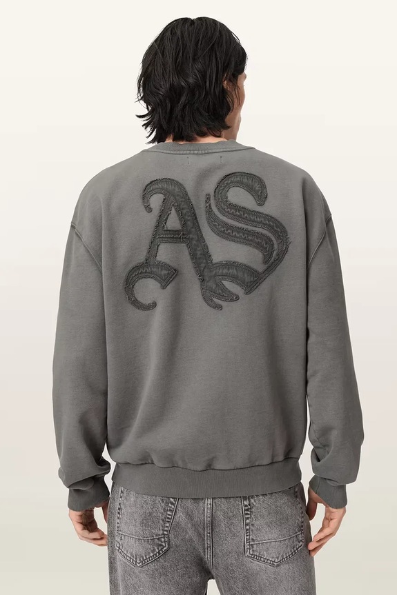 AllSaints bluza oversize męska bawełniana INSIGNIA M029NE szary AW26
