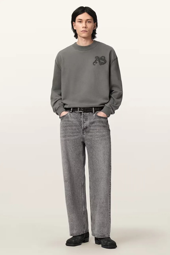 Odzież AllSaints bluza oversize męska bawełniana INSIGNIA M029NE szary