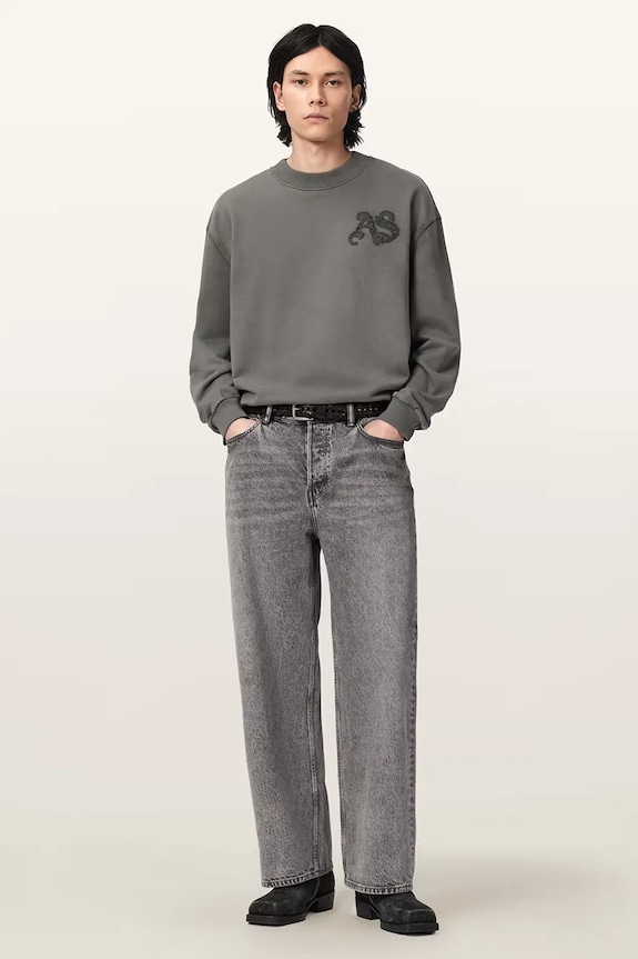 Odzież AllSaints bluza oversize męska bawełniana INSIGNIA M029NE szary