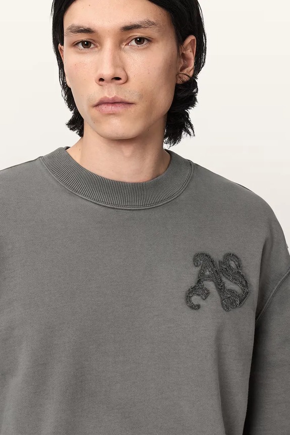 AllSaints bluza oversize męska bawełniana INSIGNIA szary M029NE