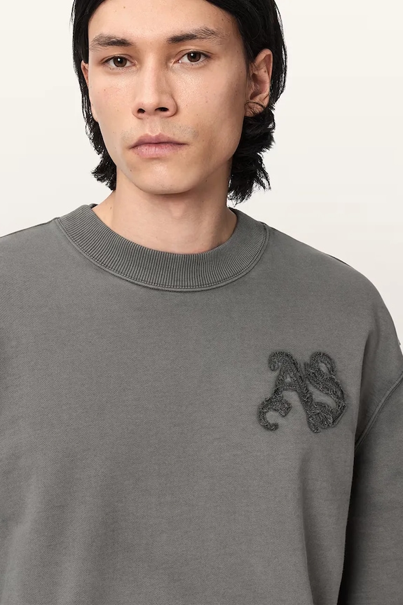 AllSaints bluza oversize męska bawełniana INSIGNIA szary M029NE