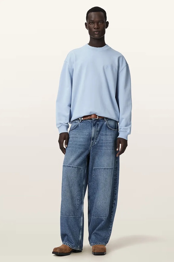 Odzież AllSaints bluza oversize męska bawełniana ODYSSEY M028NE niebieski