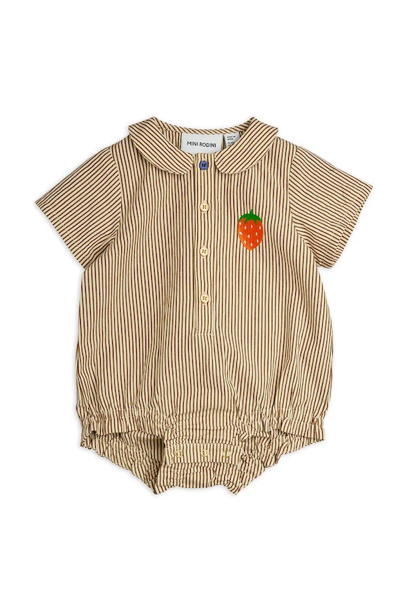 Mini Rodini body niemowlęce bawełniane Poplin 26640100 beżowy AW26