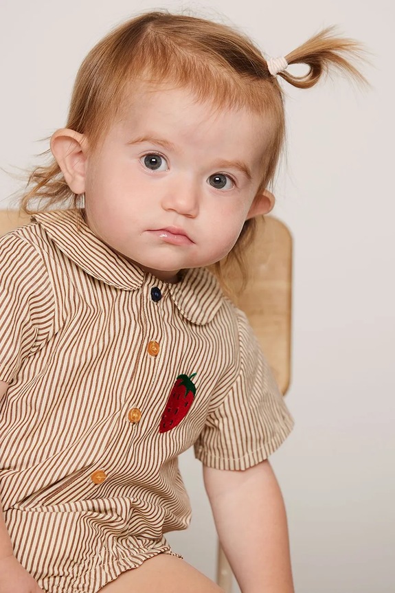 Mini Rodini body niemowlęce bawełniane Poplin 26640100 beżowy