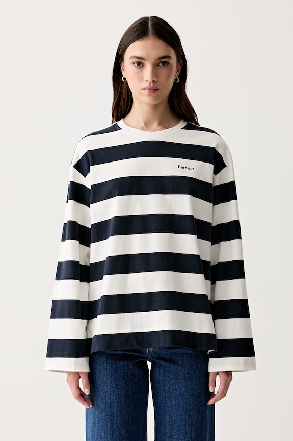 Barbour longsleeve damski bawełniany Cartmel biały LML0933