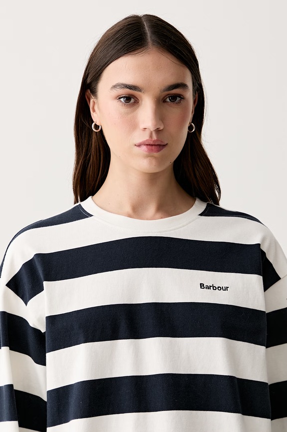 Barbour longsleeve damski bawełniany Cartmel biały LML0933