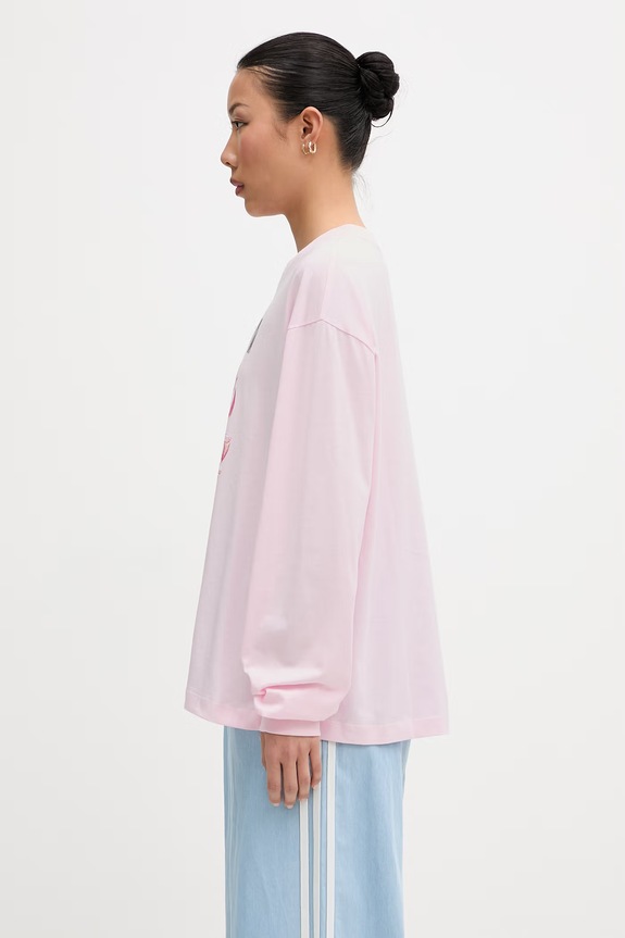 GANNI longsleeve damski bawełniany A1050242 różowy AW26