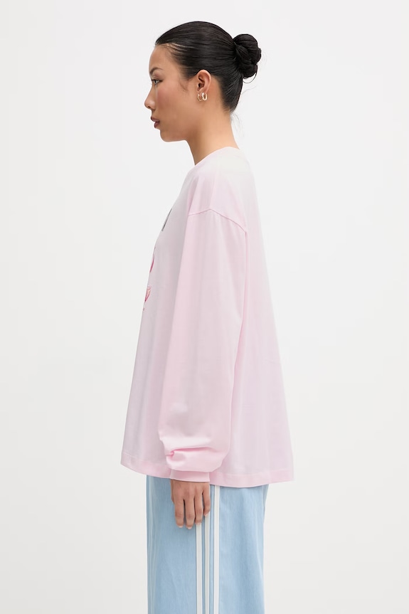 GANNI longsleeve damski bawełniany A1050242 różowy AW26
