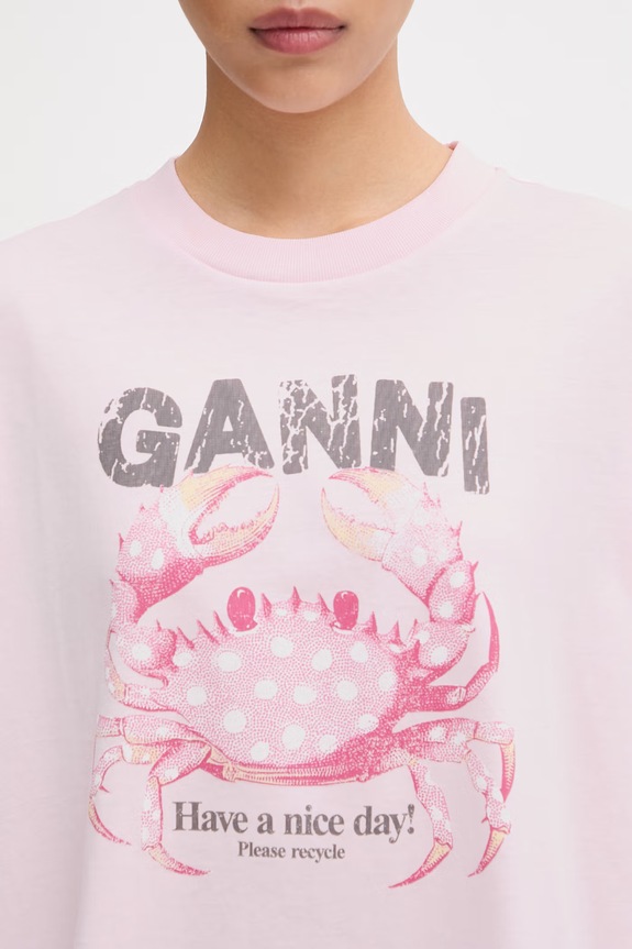 GANNI longsleeve damski bawełniany różowy A1050242