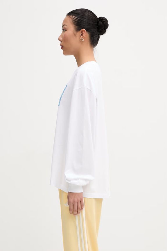 GANNI longsleeve damski bawełniany A1050241 biały AW26