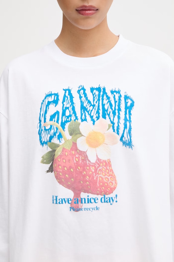 GANNI longsleeve damski bawełniany biały A1050241