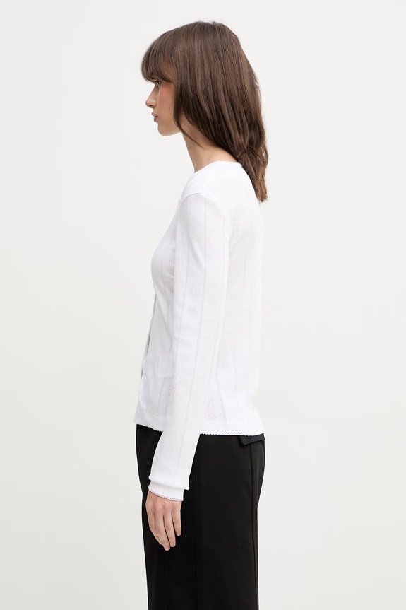 GANNI longsleeve damski bawełniany A1040448 biały AW26